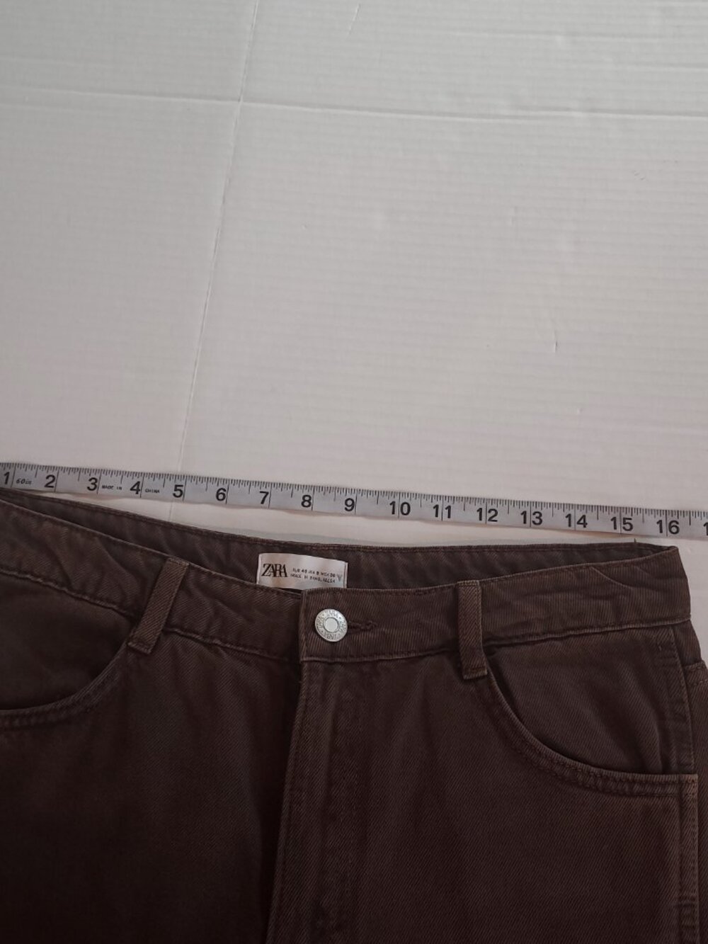 Zara Mid-Rise Brown Cargo Denim Pants Size 8 - Picture 8 of 13